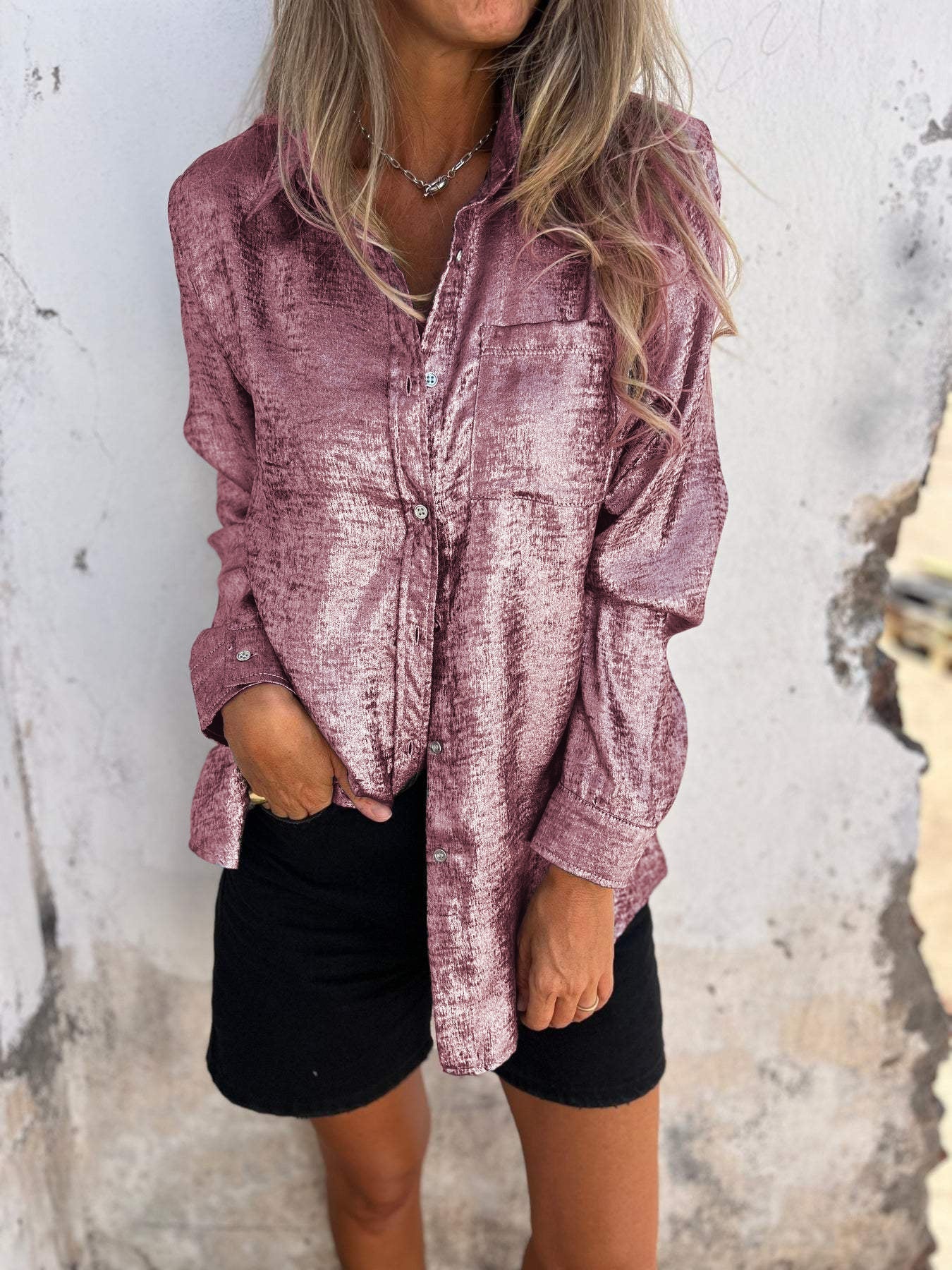 🚨 NU 50% KORTING 🚨- Metallic Look Blouse