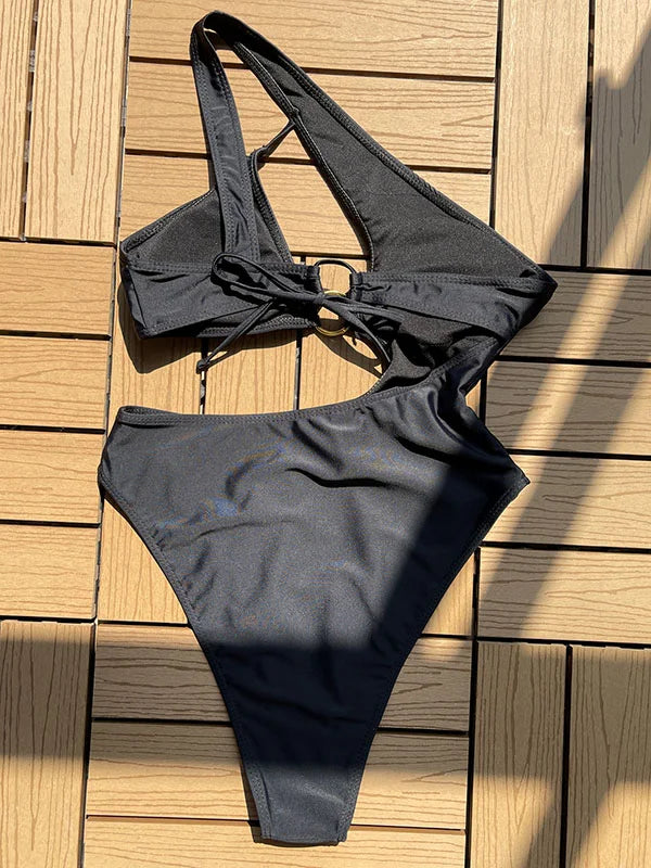 Asymmetric Cut Out Swimsuit