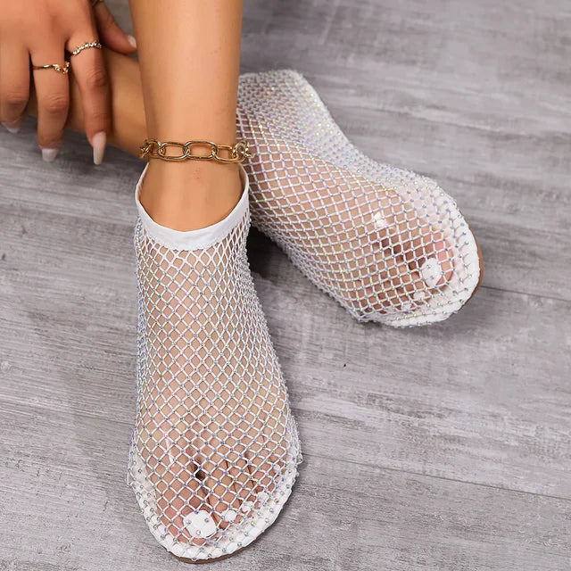 Mesh Rhinestone Sandal