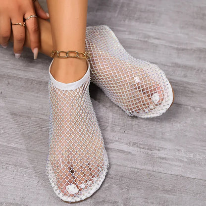 Mesh Rhinestone Sandal