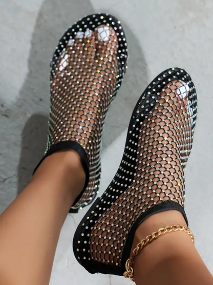 Mesh Rhinestone Sandal