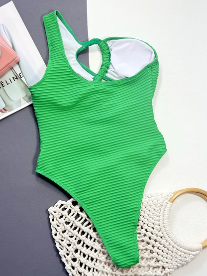 One Shoulder Hollow Swimsuit