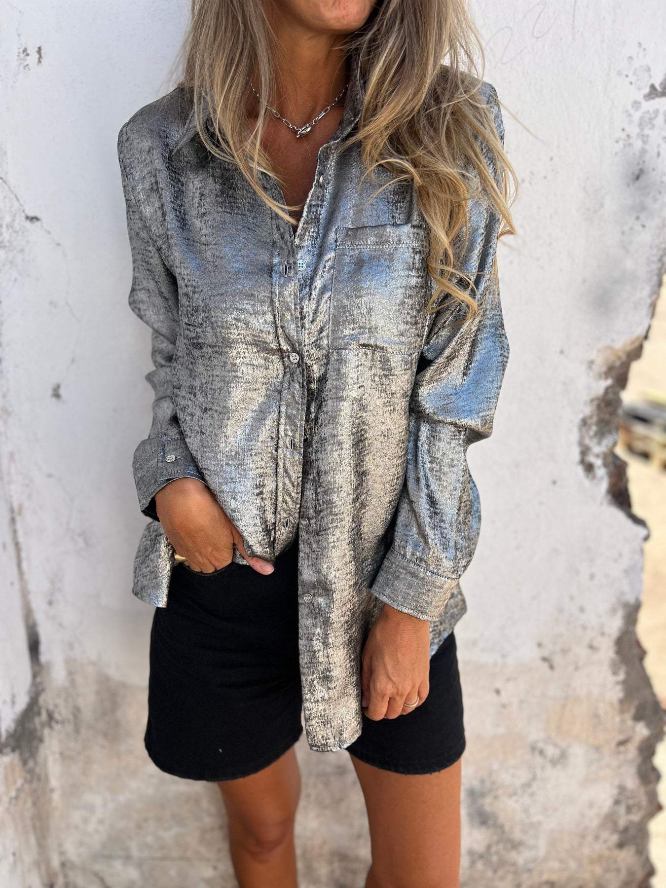 🚨 NU 50% KORTING 🚨- Metallic Look Blouse