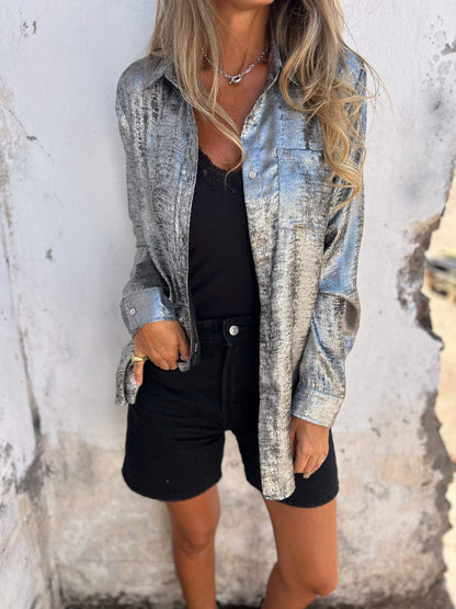 🚨 NU 50% KORTING 🚨- Metallic Look Blouse