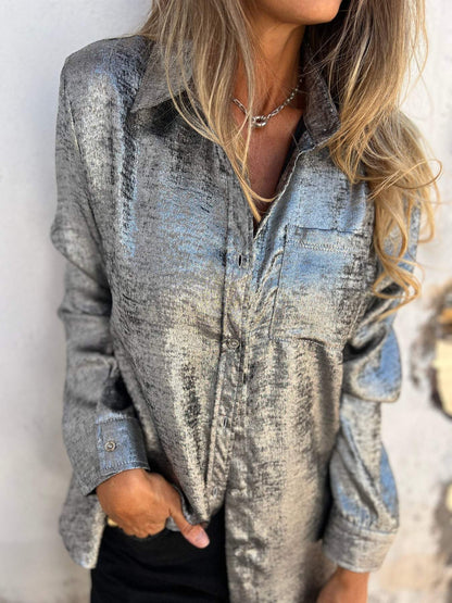 🚨 NU 50% KORTING 🚨- Metallic Look Blouse